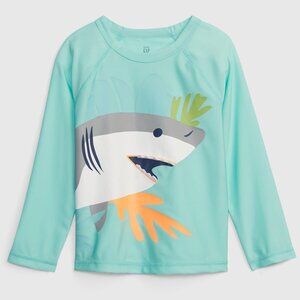 GAP Toddler Rash Guard UPF 50+ UV Protection Soft Stretch Shark Print Size 4 YRS